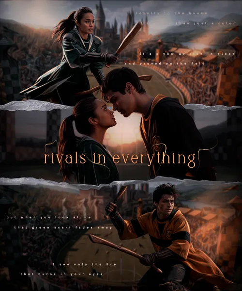 Эпиграф «Rivals in everything» — соперники на поле для квиддича